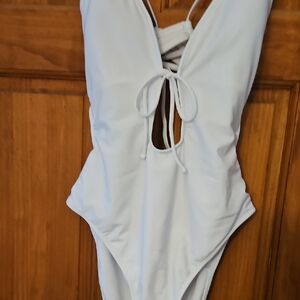 Shade & Shore White One-Piece Swimsuit with Front Tie